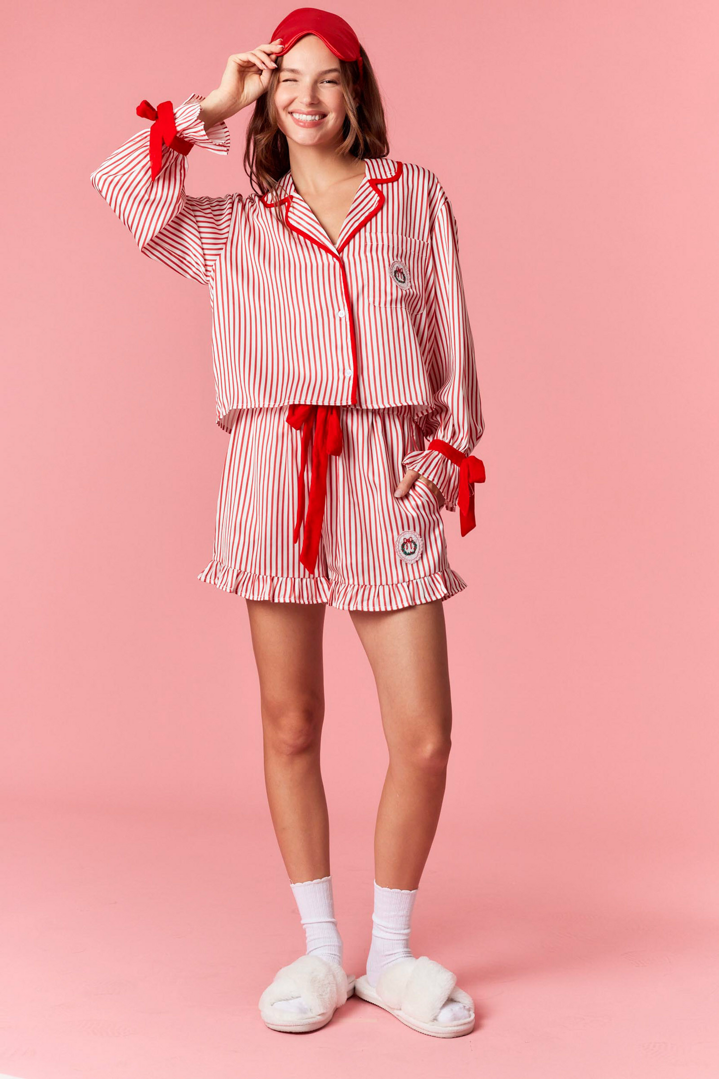 Pinstripe Pajama Set - Holiday