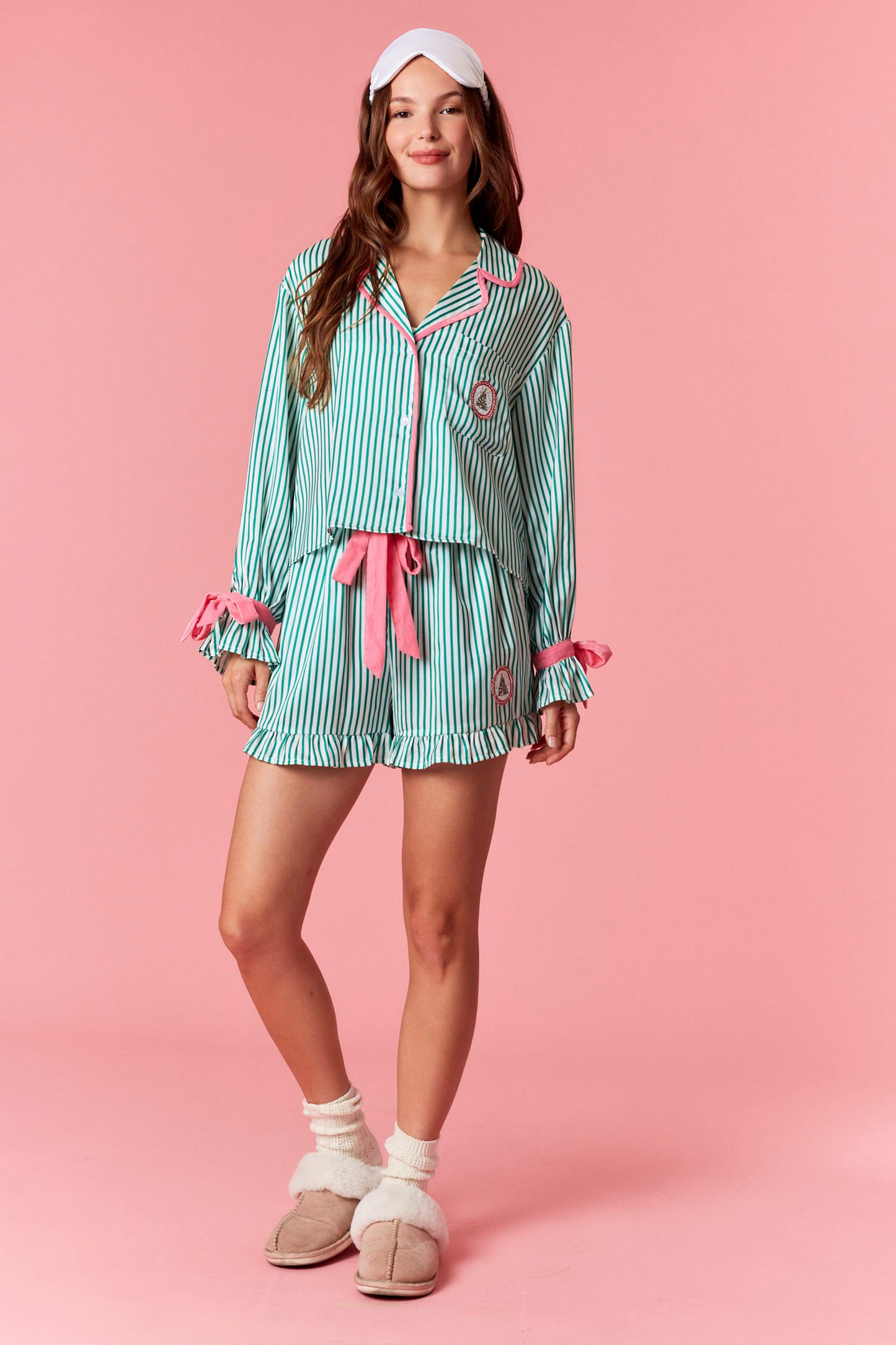 Pinstripe Pajama Set - Holiday