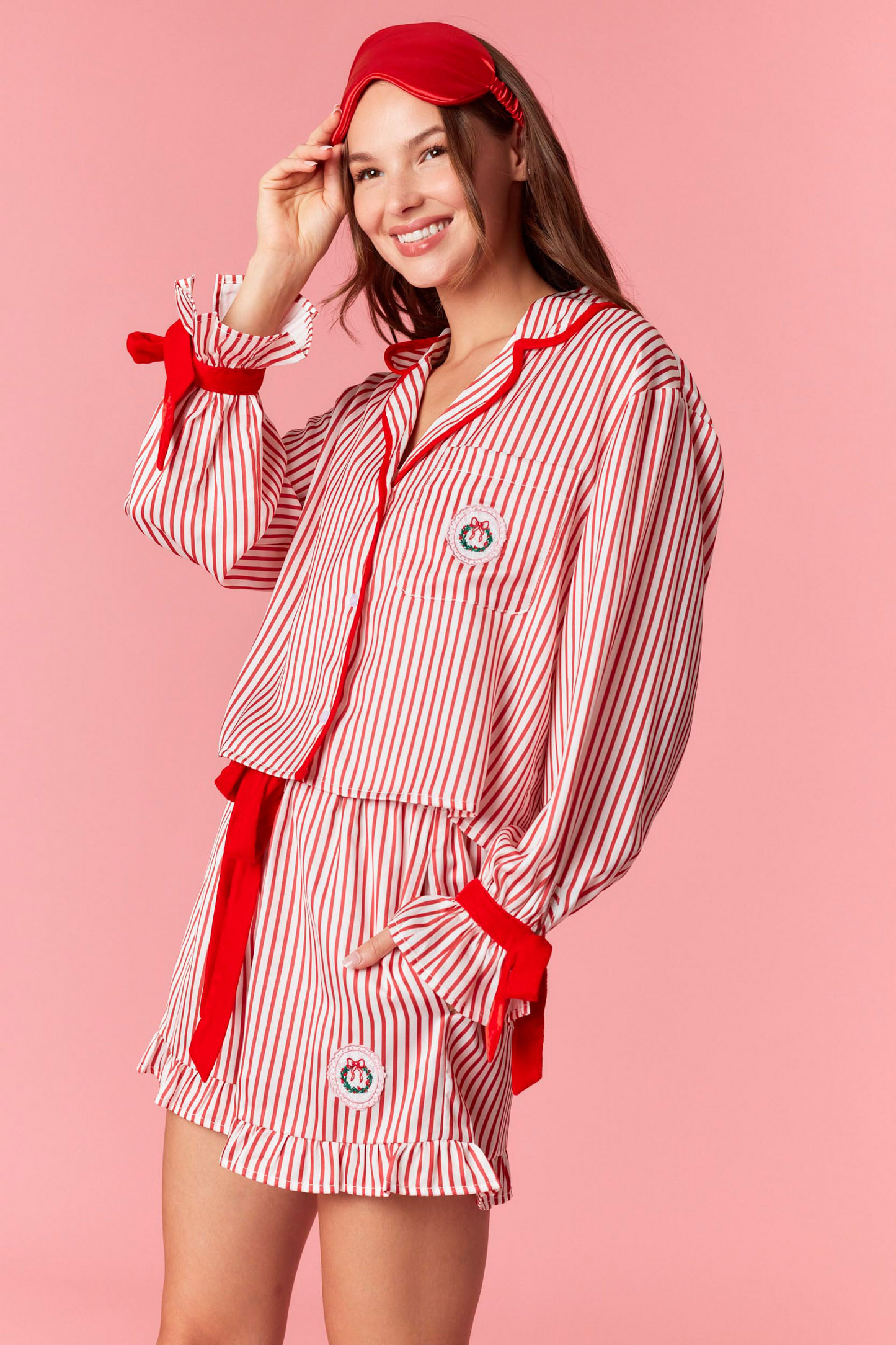 Pinstripe Pajama Set - Holiday