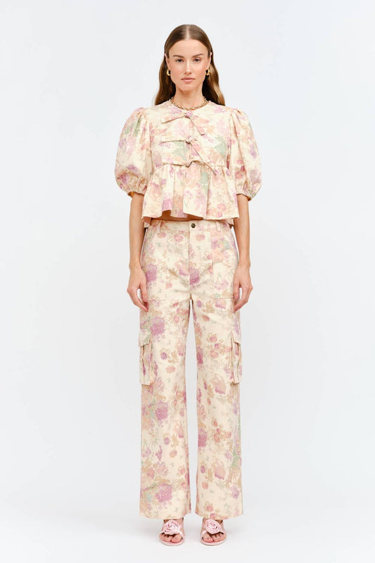 Blush Elora Floral Tie Top