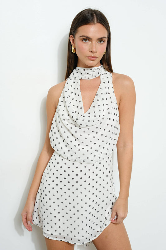 Polka Dot Halter Mini Dress