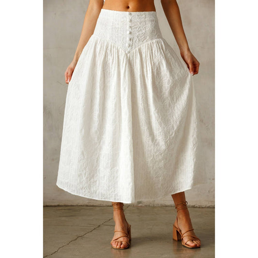 White Floral Midi Skirt