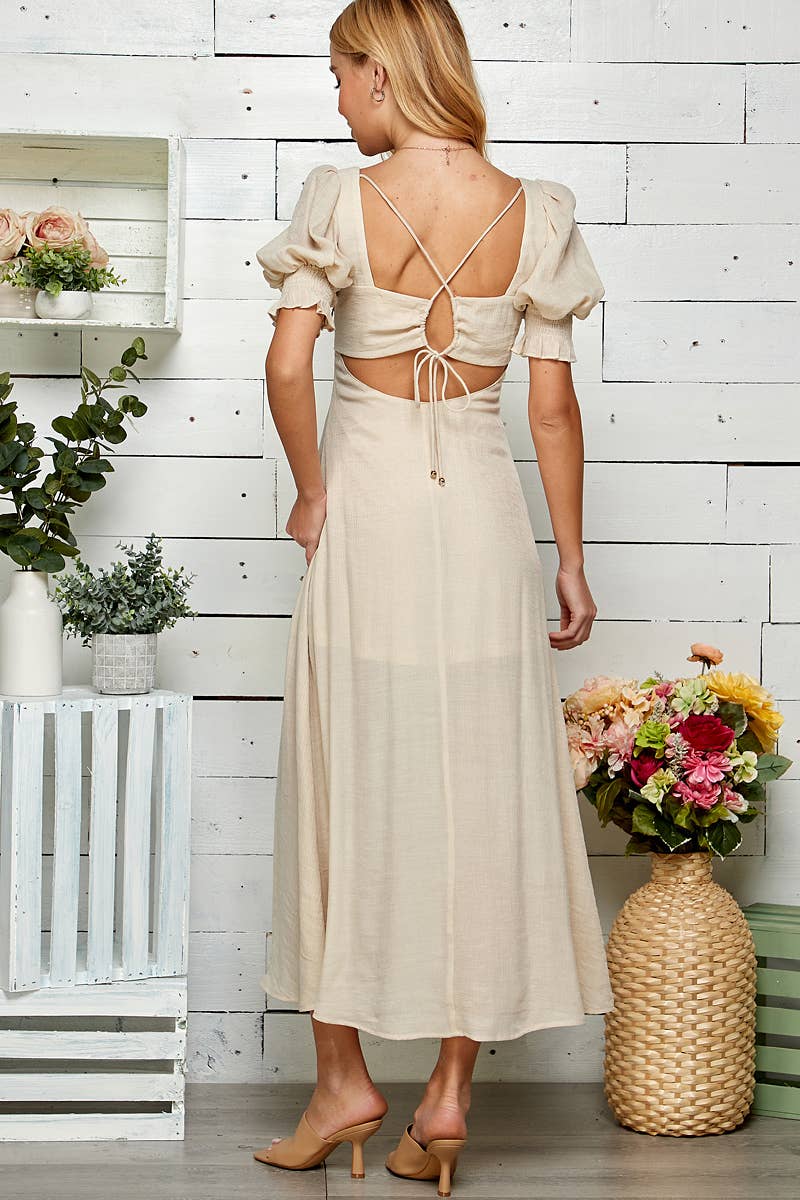 Puff Sleeve Midi Dress