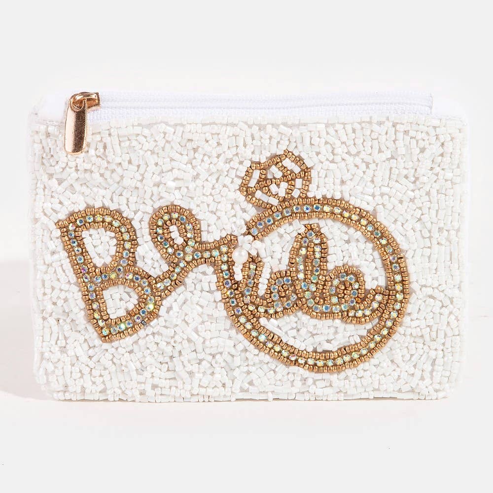 Bride And Ring Themed Seed Beaded Coin Purse