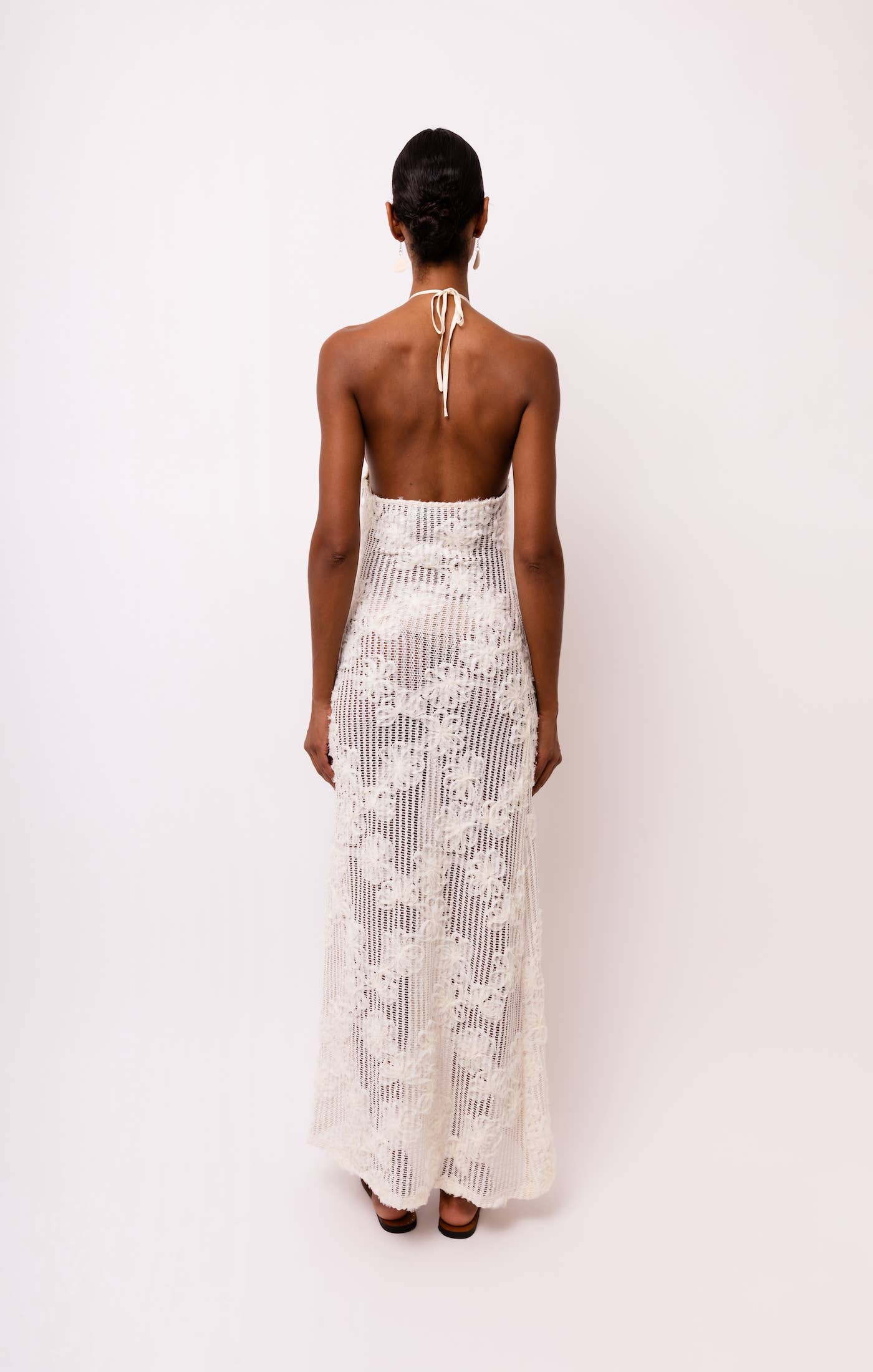 Cici Crochet Floral Printed Halter Neck Maxi Dress