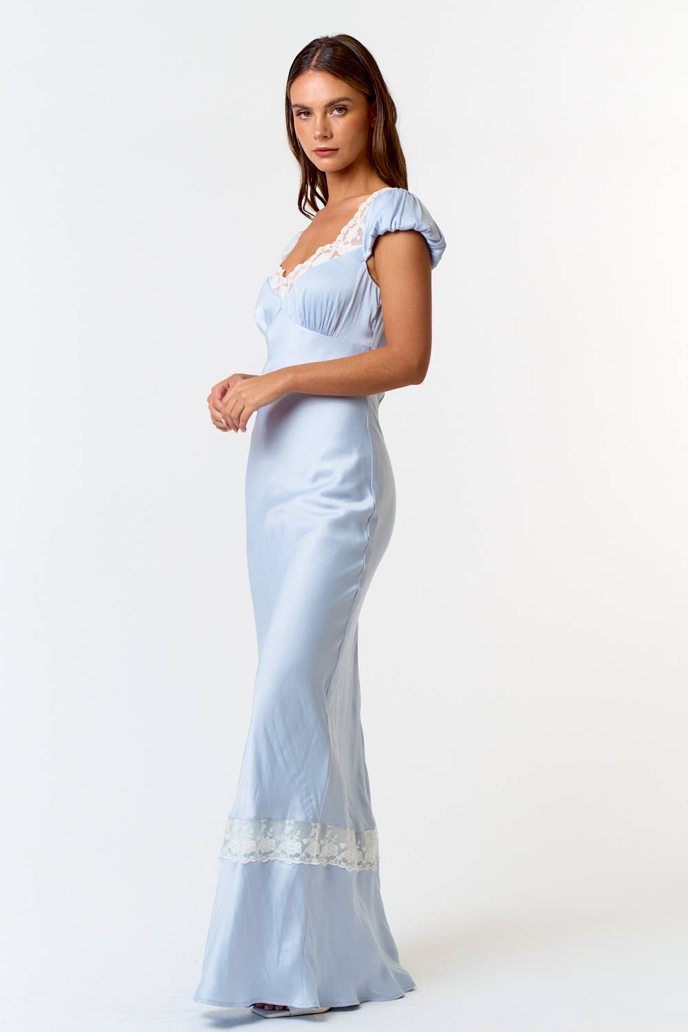 Satin Lace Maxi Dress