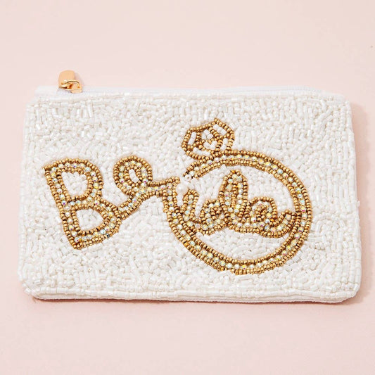 Bride And Ring Themed Seed Beaded Coin Purse