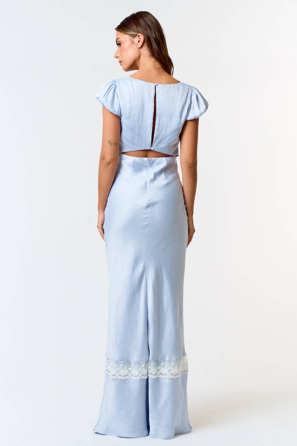Satin Lace Maxi Dress