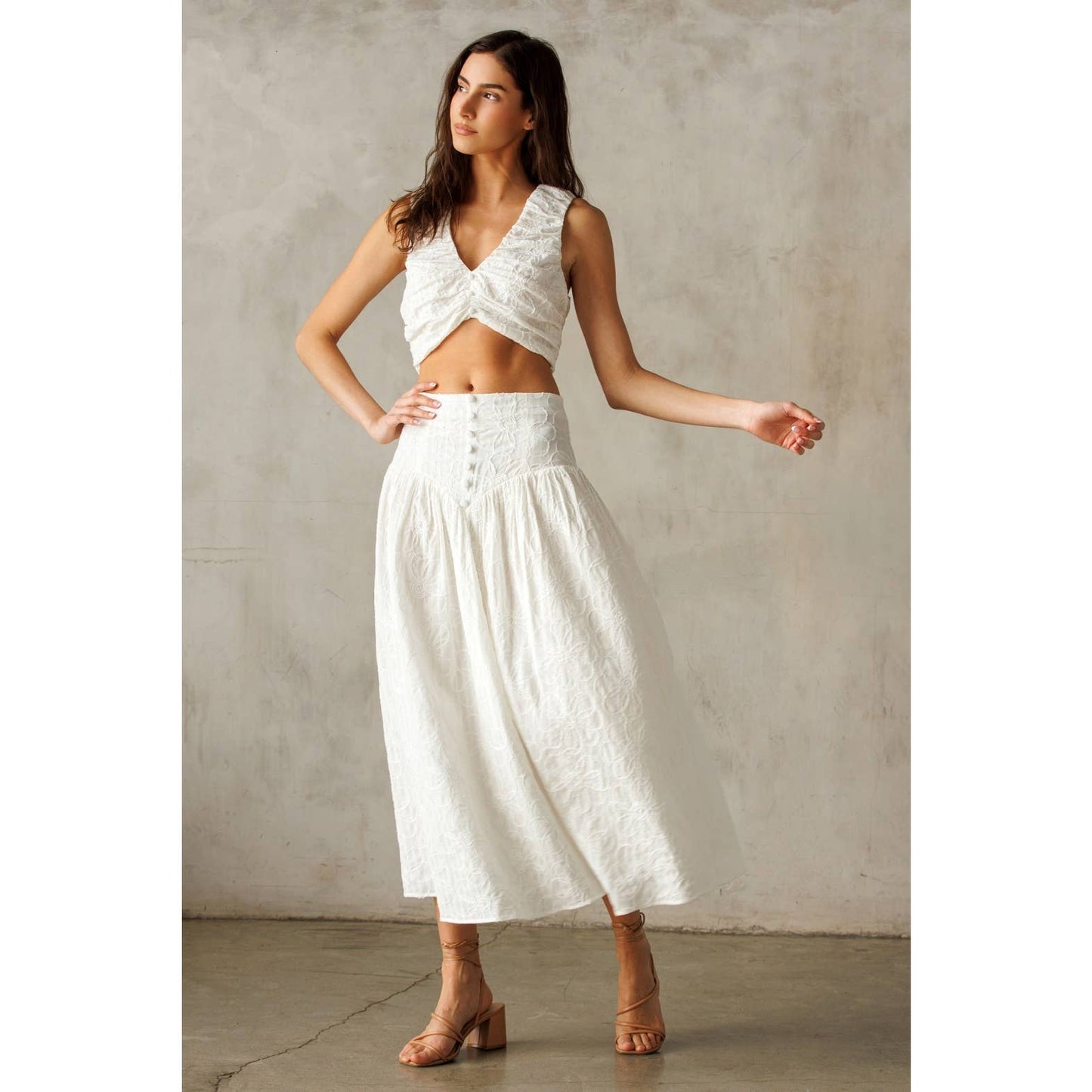 White Floral Embroidered Top