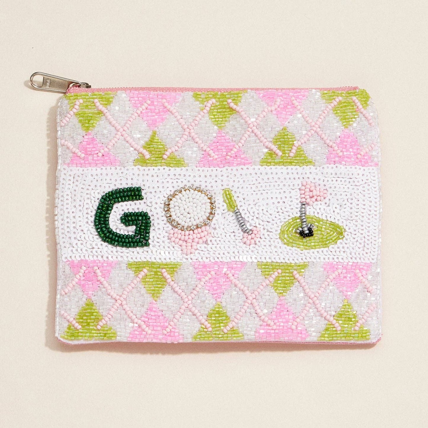 Golf Argyle Beaded Coin Purse