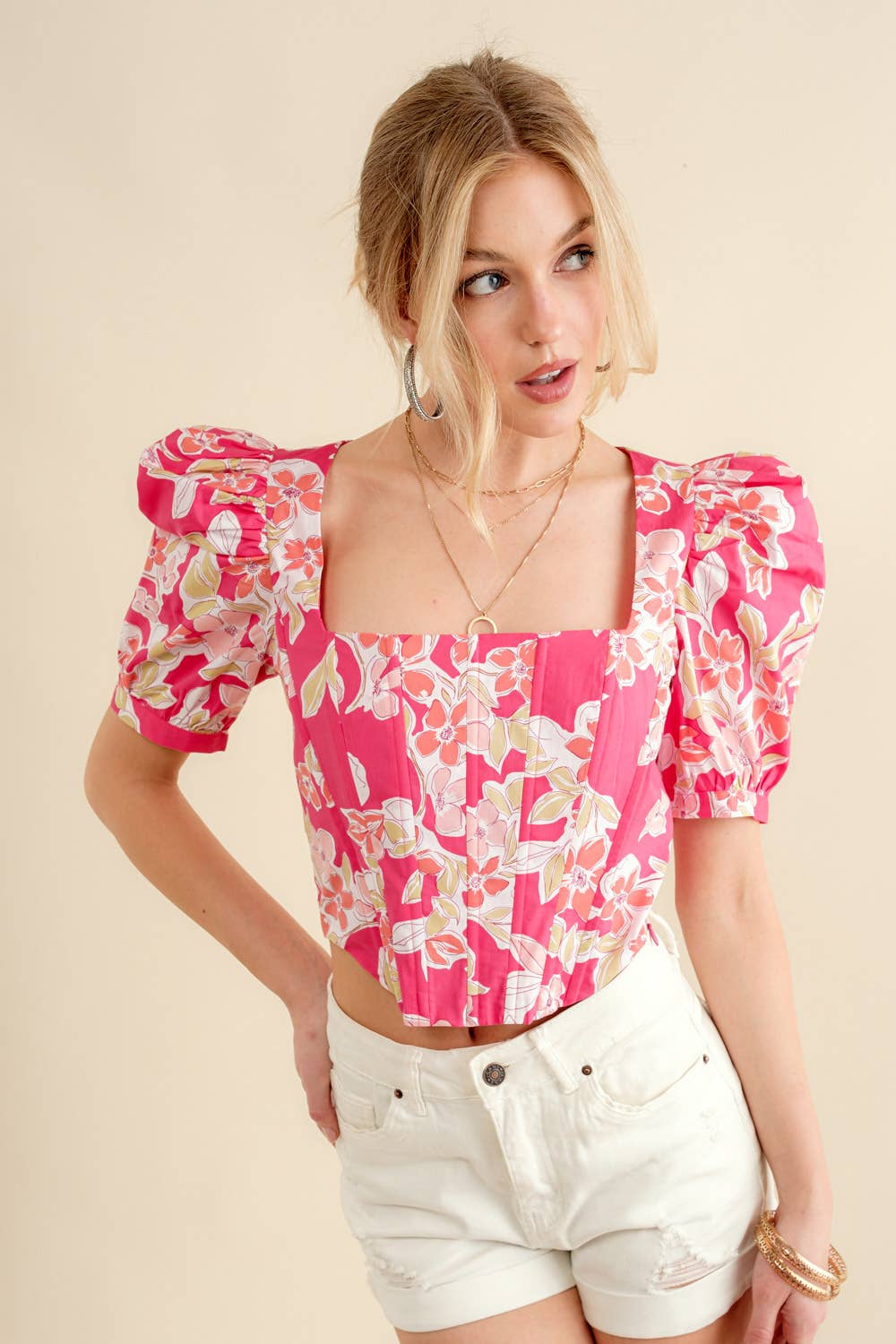 Poplin Cotton Floral Crop Top
