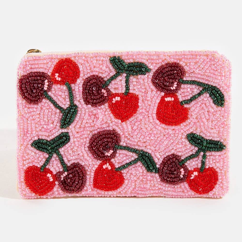 Cherry Beaded Coin Purse ๐