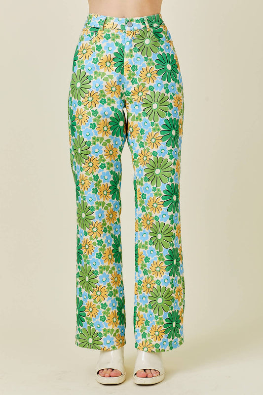 Groovy Denim Flower Pants