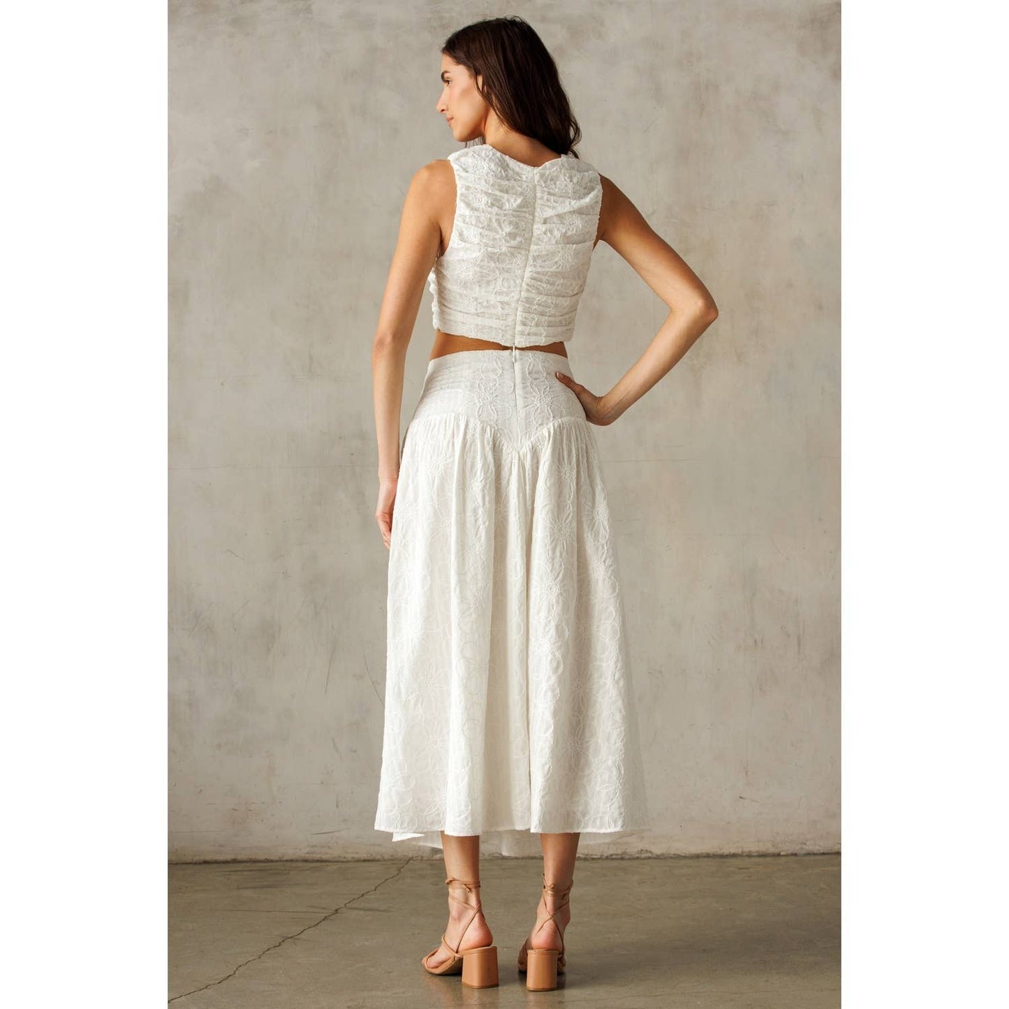 White Floral Midi Skirt