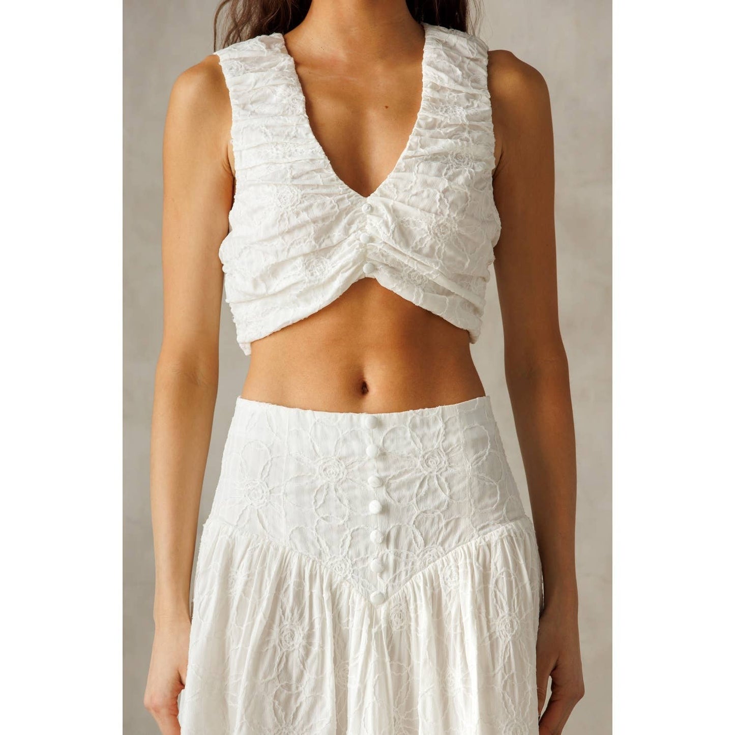 White Floral Embroidered Top