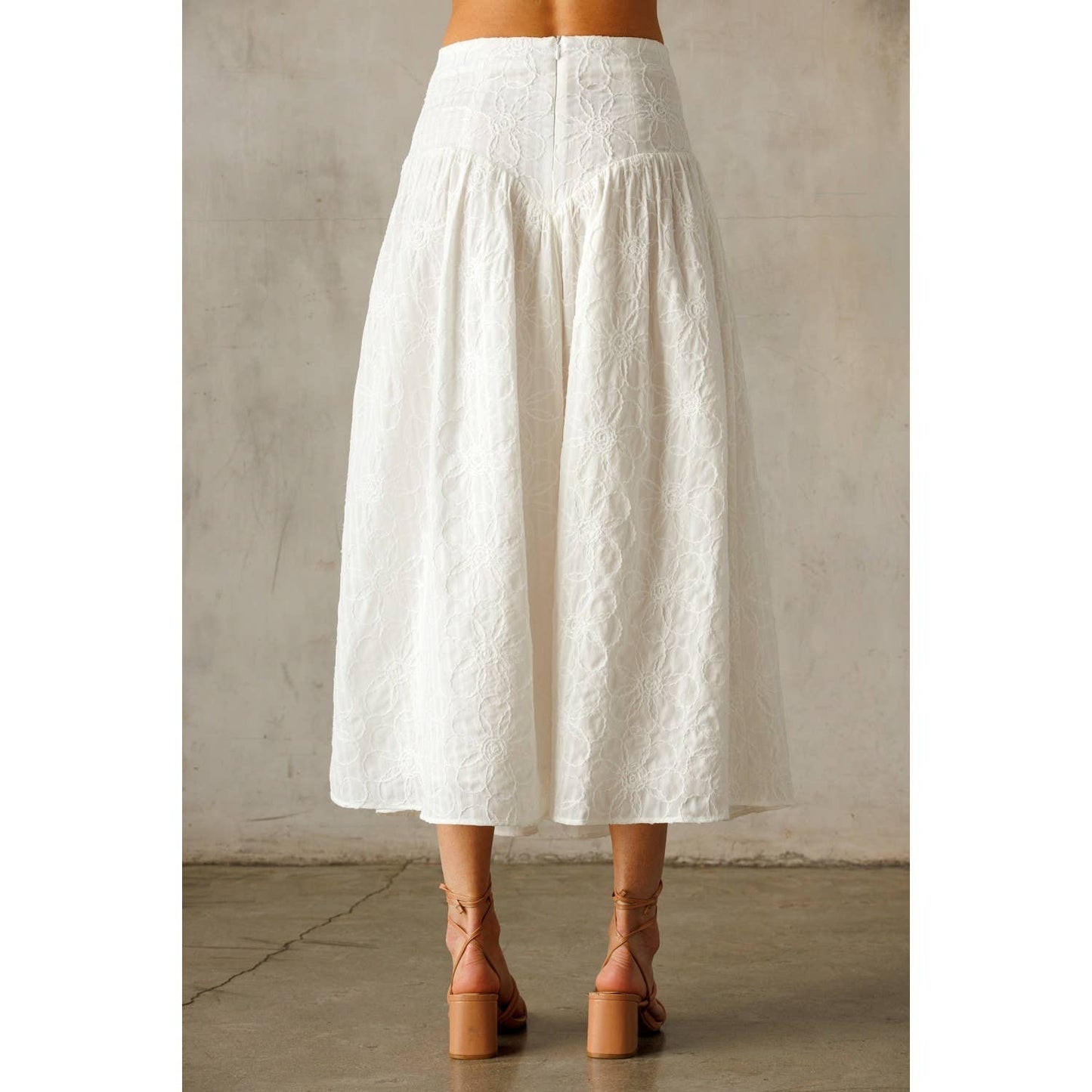White Floral Midi Skirt