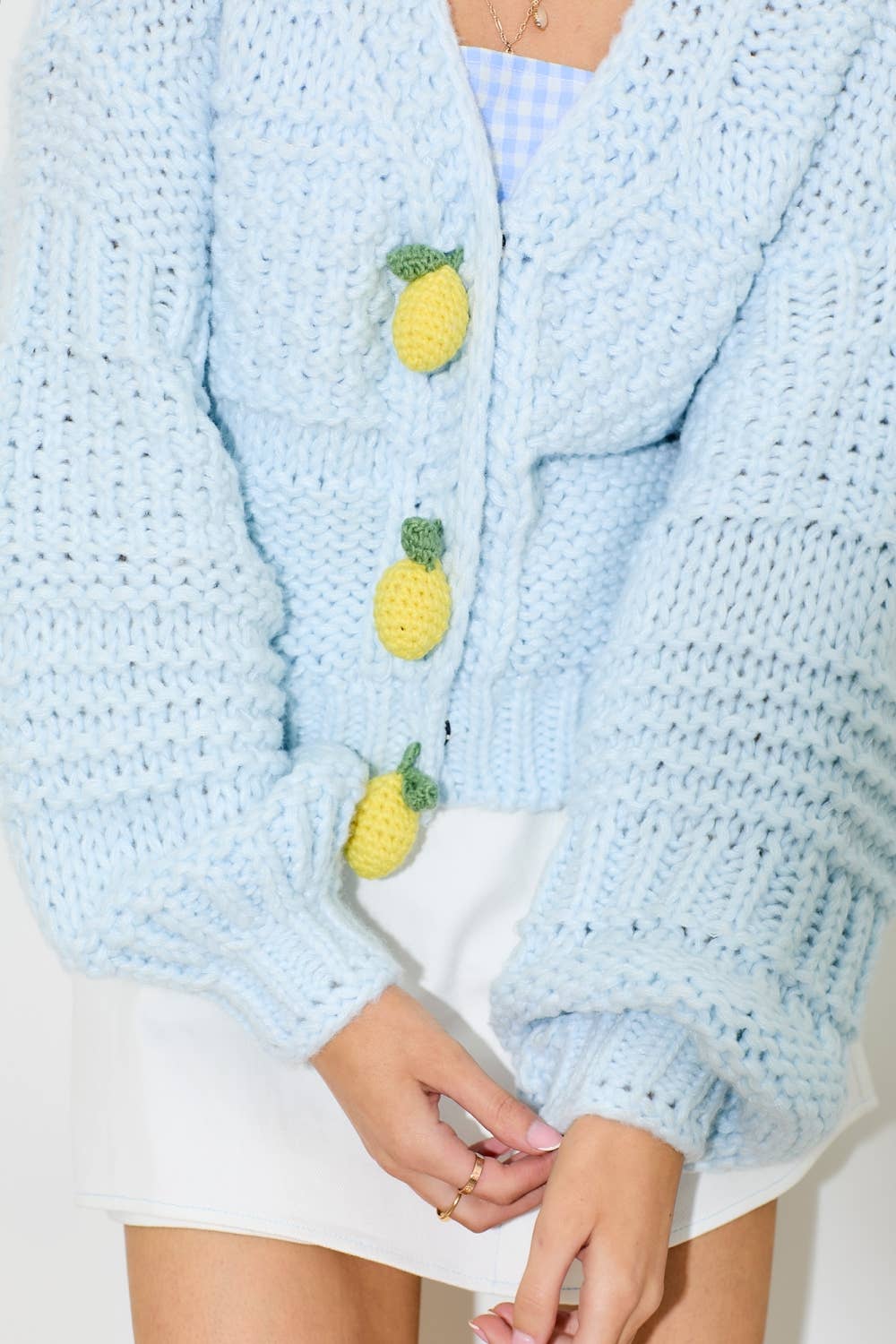Chunky Knit Lemon Capri Cardigan
