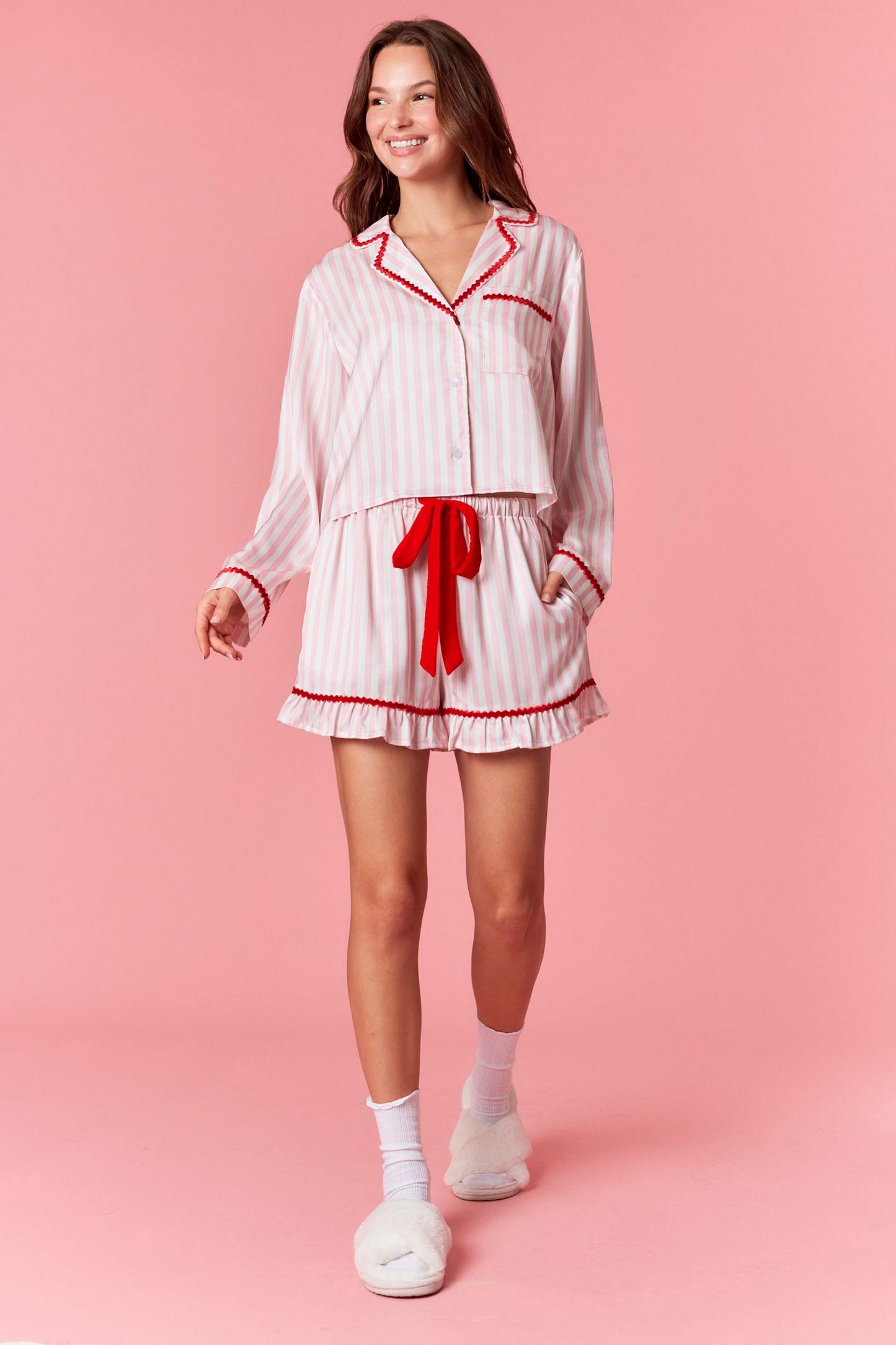 Merry & Bright Pink Striped Pajama Set
