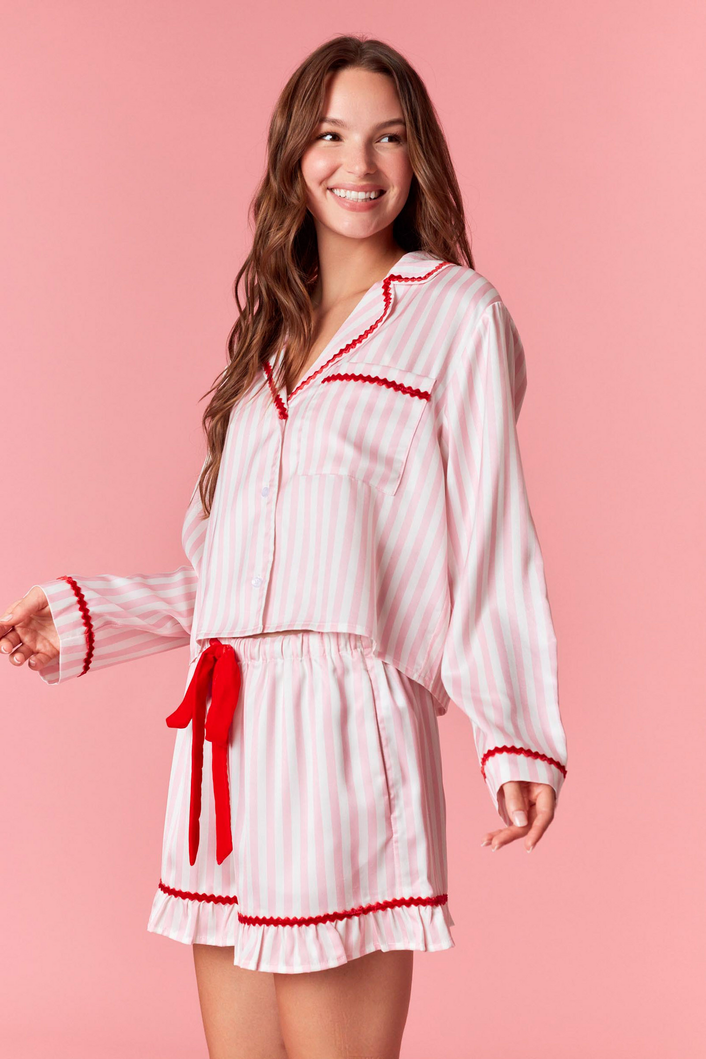 Merry & Bright Pink Striped Pajama Set