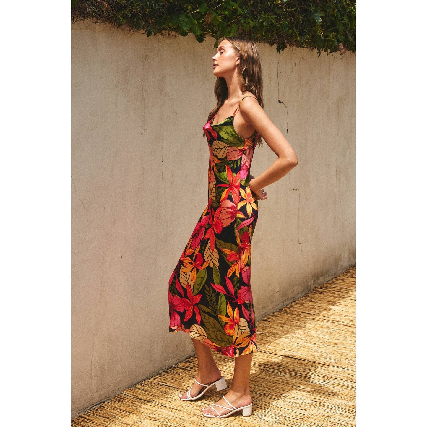 Aloha Cowl Neck Midi Slip Dress