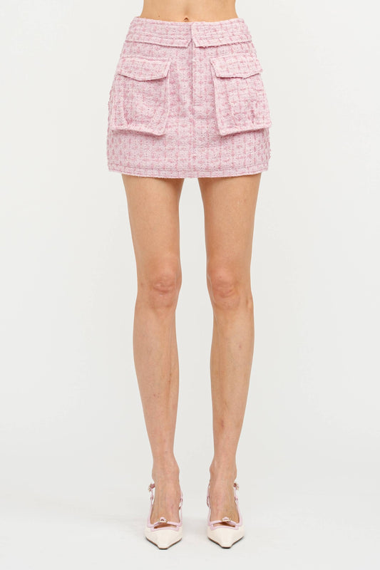 Pink Tweed Pocket Mini Skirt