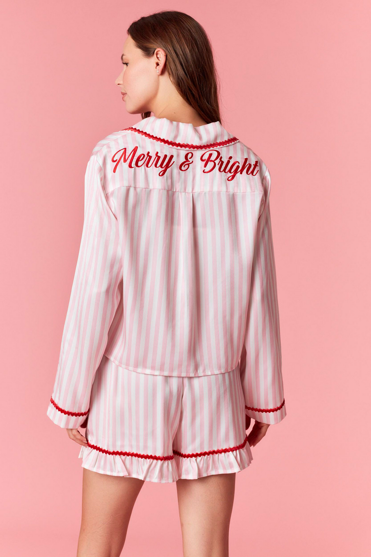 Merry & Bright Pink Striped Pajama Set