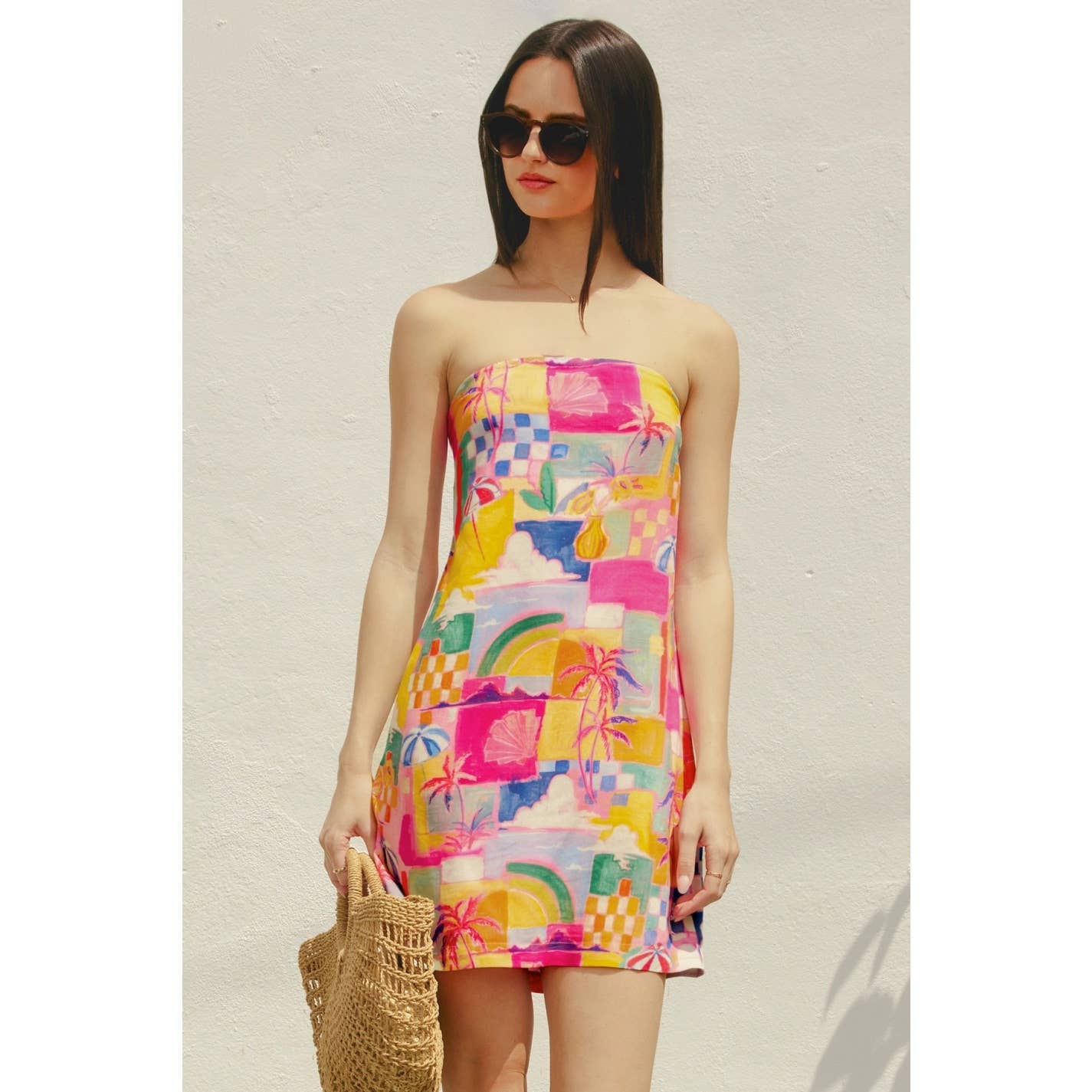 Island Bahamas Strapless Pull on Mini Dress