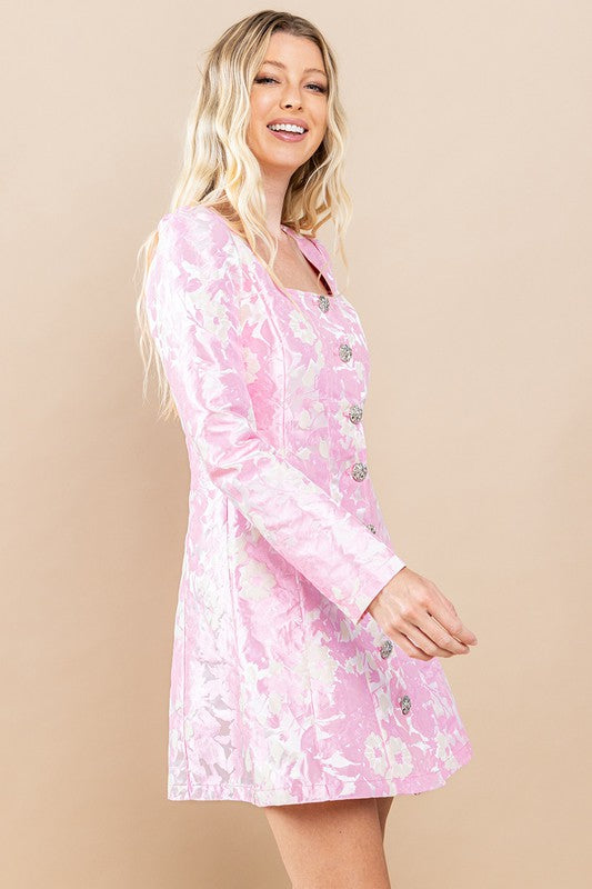 Pink Jacquard Dress