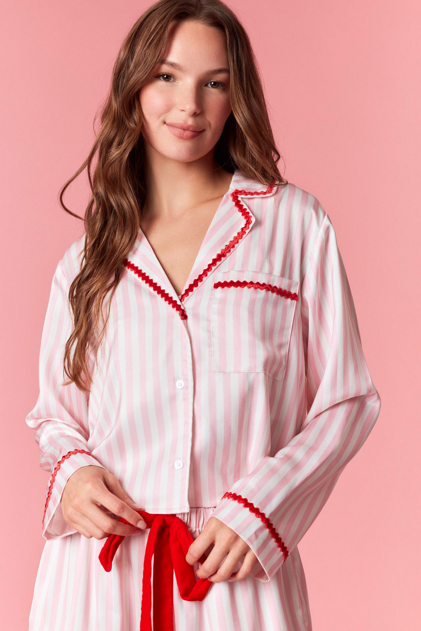Merry & Bright Pink Striped Pajama Set