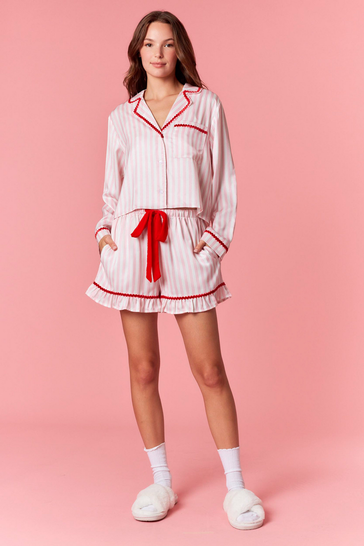 Merry & Bright Pink Striped Pajama Set
