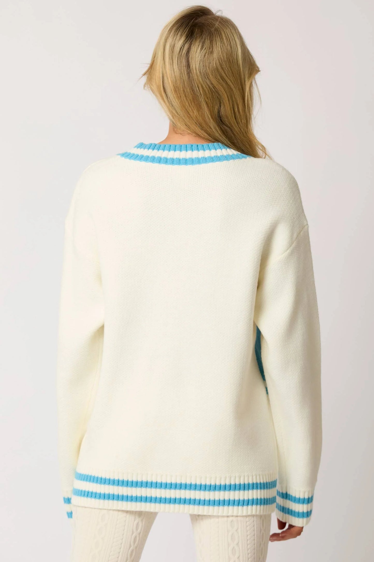 Blue SKI Roundneck Pullover Sweater