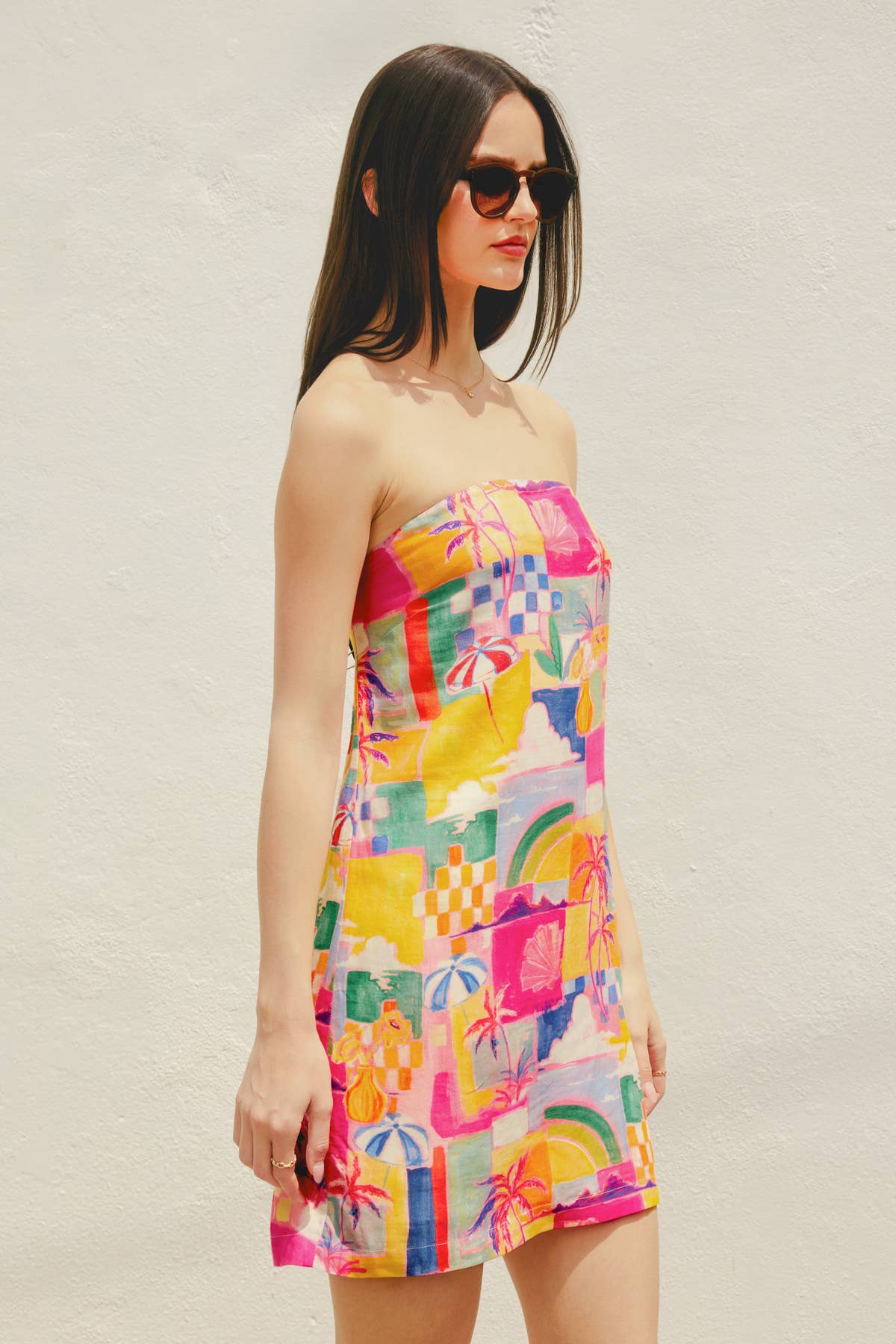 Island Bahamas Strapless Pull on Mini Dress