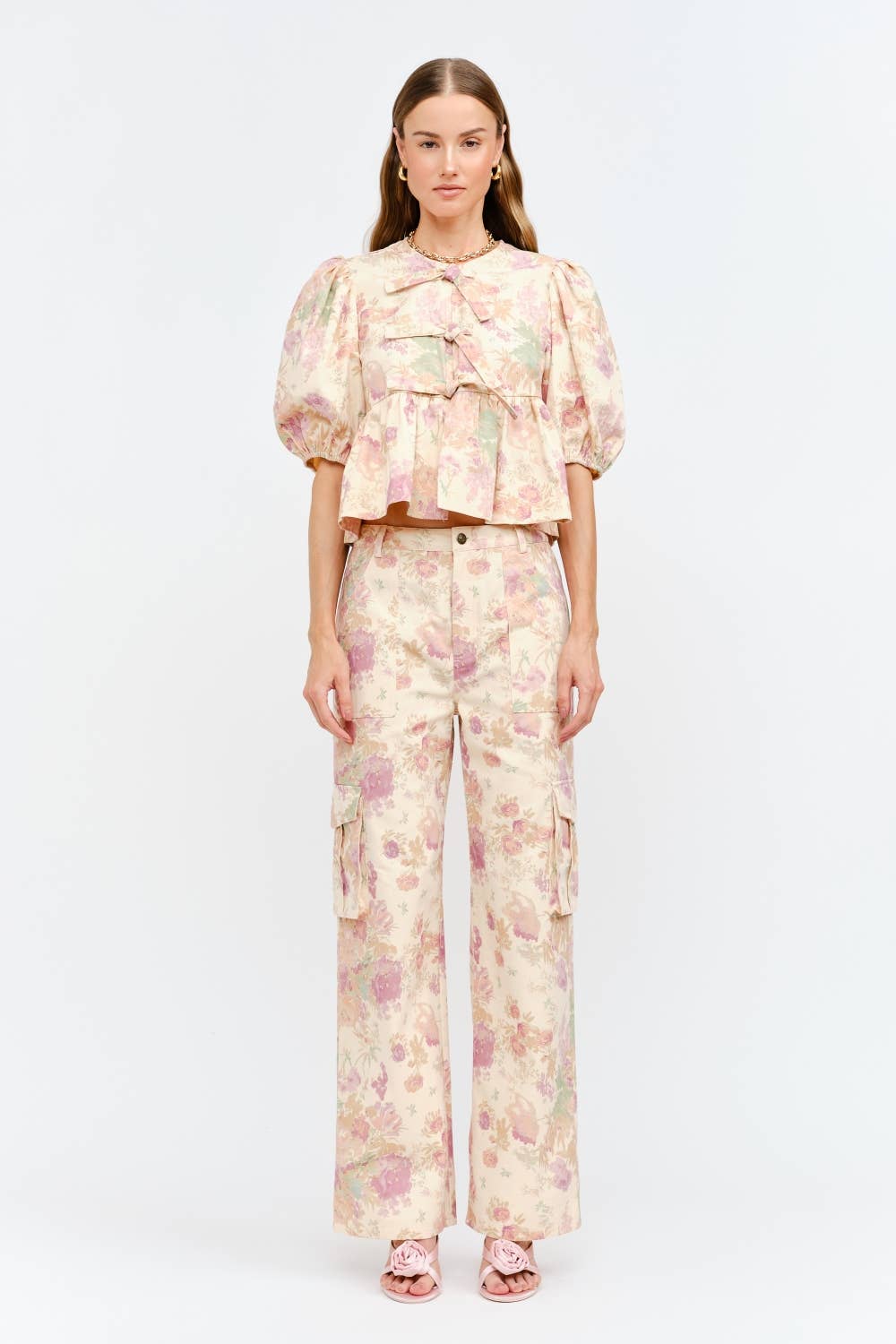 Blush Elora Floral Cargo Pant