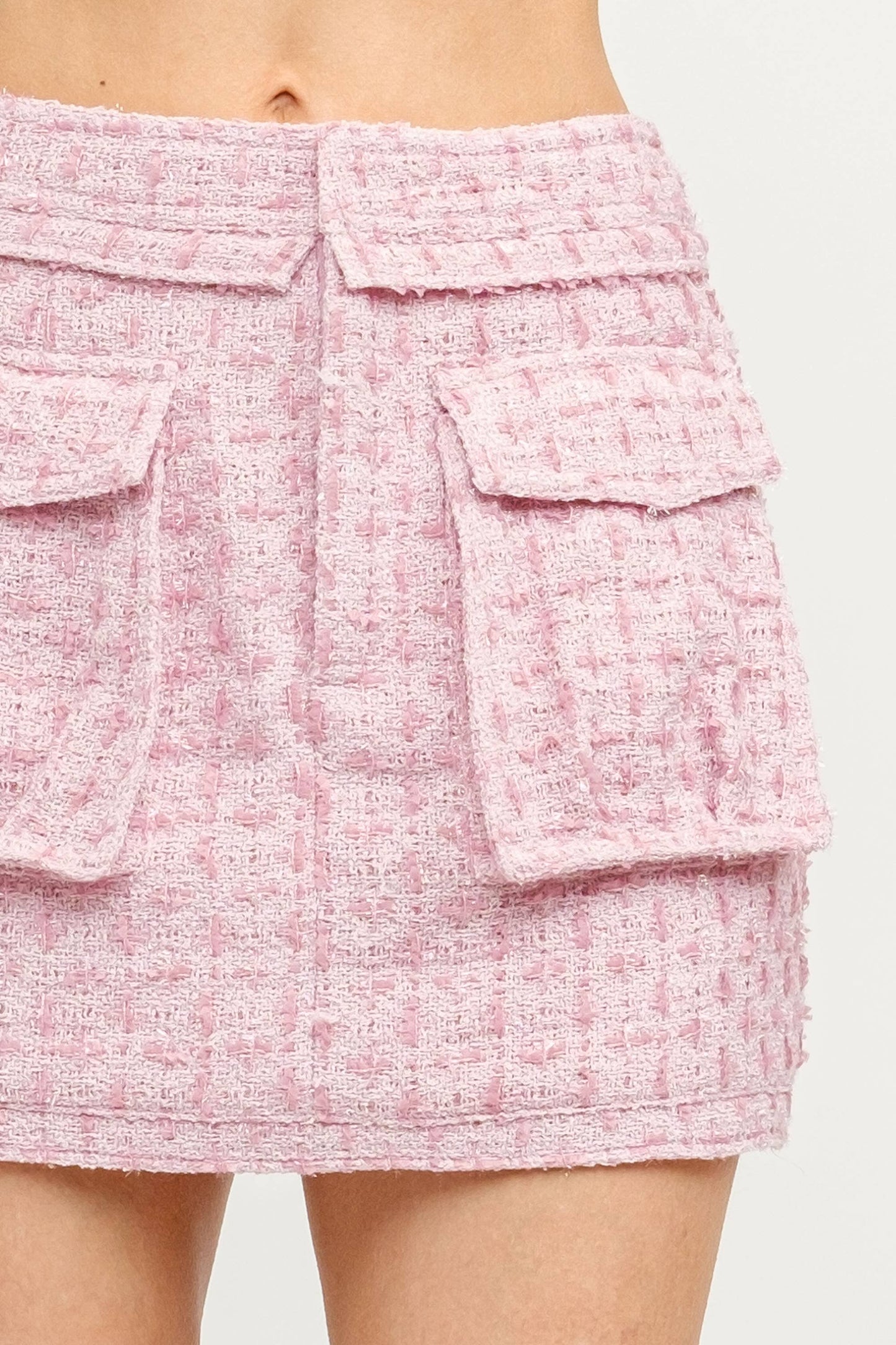 Pink Tweed Pocket Mini Skirt