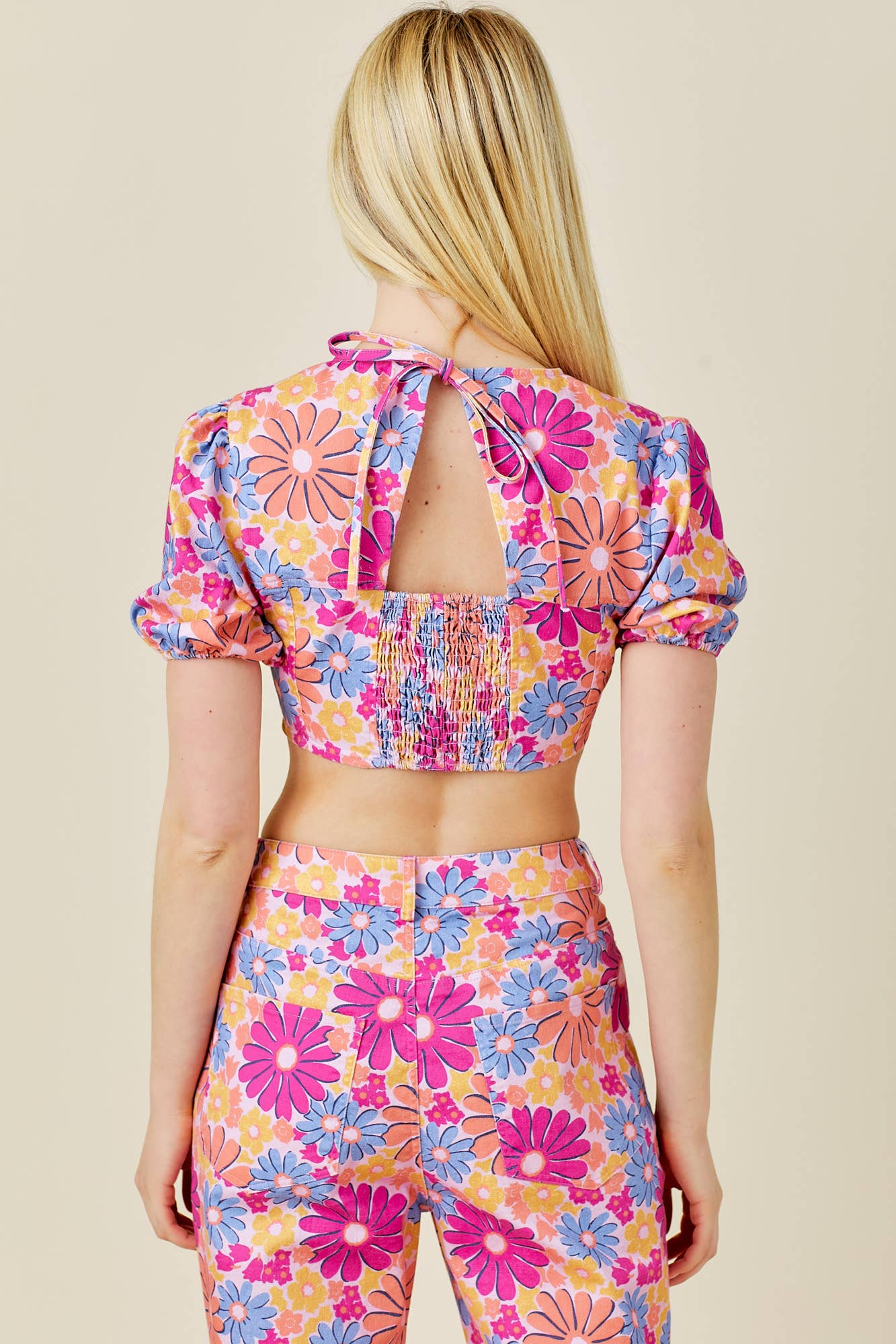 Groovy Denim Puff Sleeve Crop Top