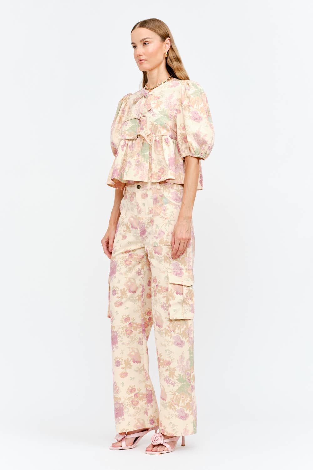 Blush Elora Floral Tie Top